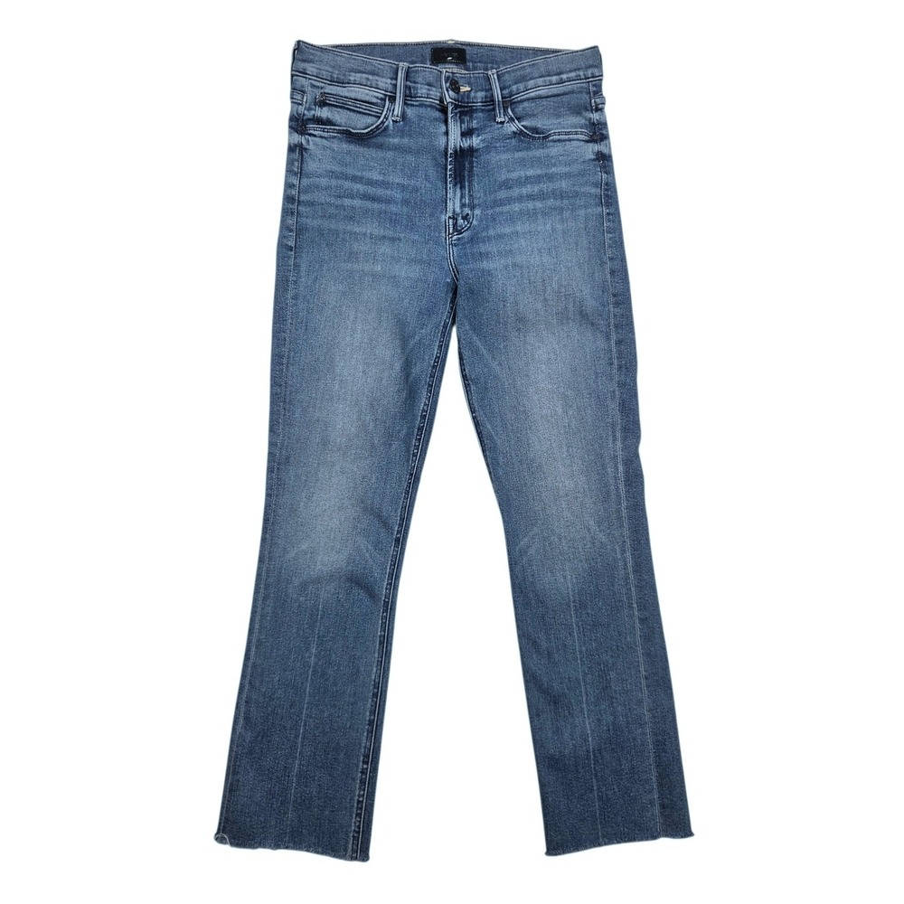MOTHER Straight Leg Jeans in Medium Blue Wash Mid Rise Dazzler in We the Animals